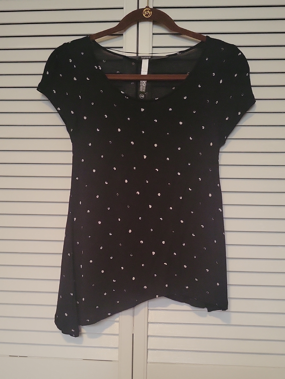 Kensie Black Short-Sleeve Polka Dot Tee